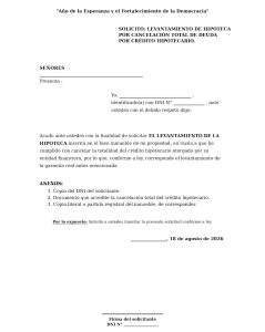 solicitud de levantamiento de hipoteca